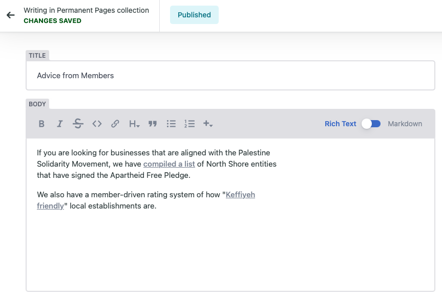 Form for Editing Pages